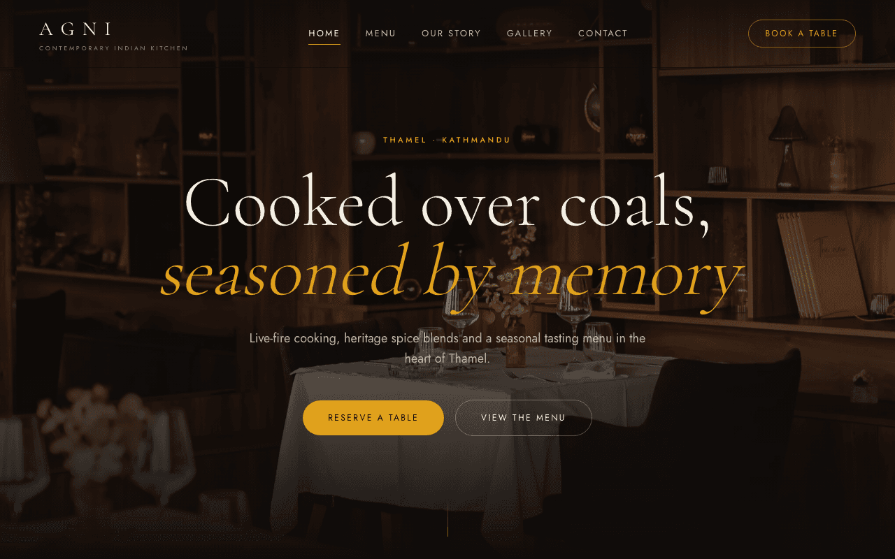 Restaurant website preview