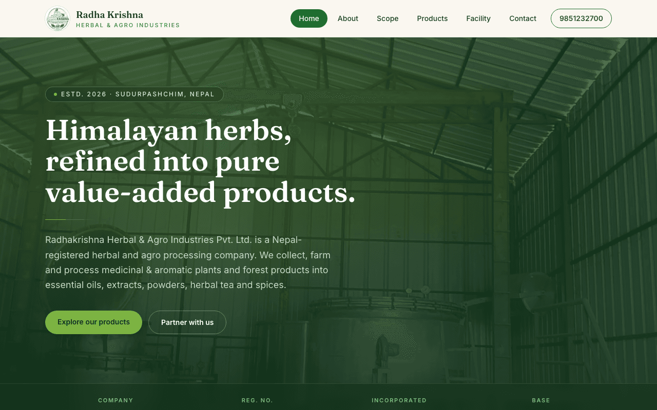 RK Herbal Agro website preview
