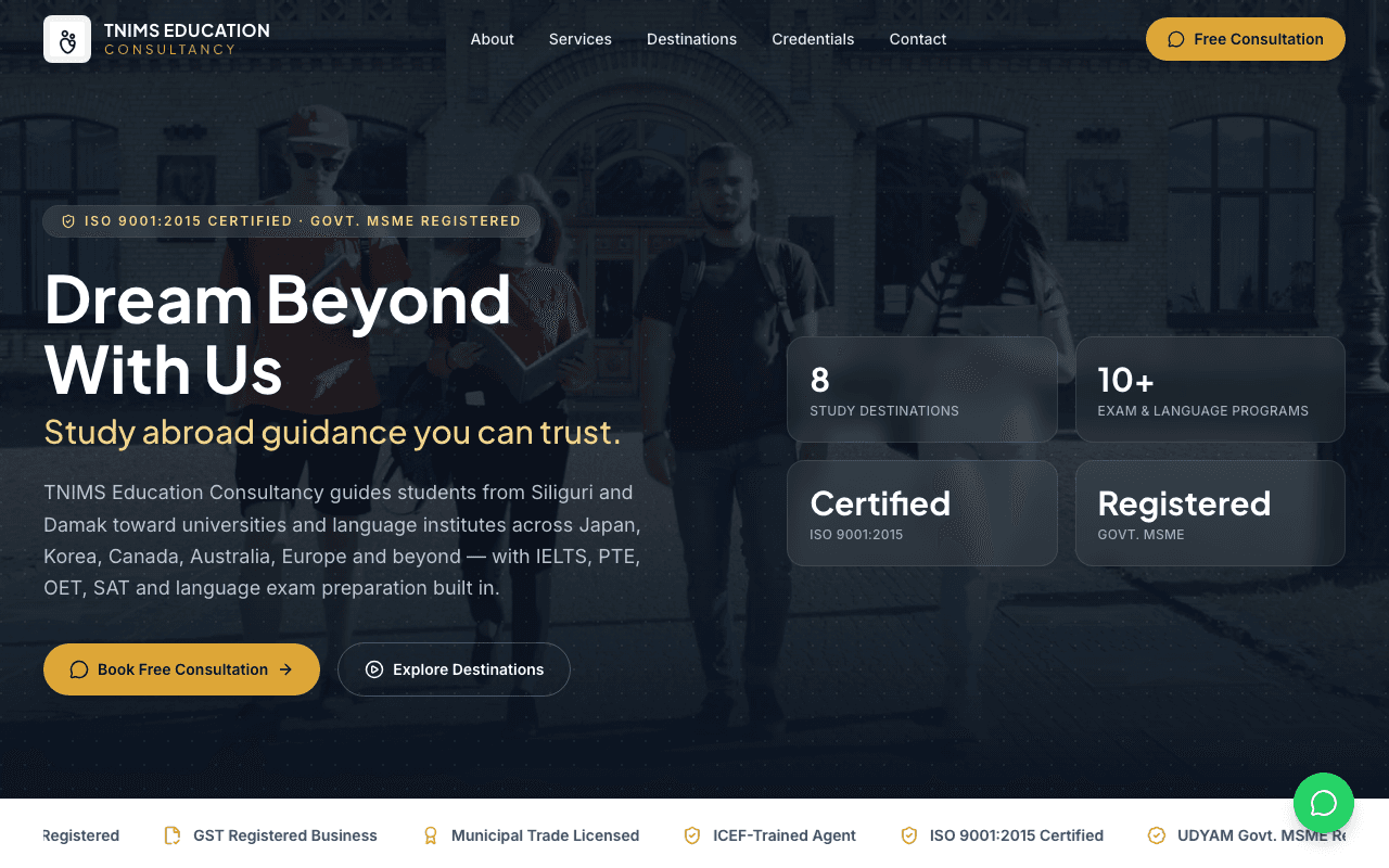 TNIMS website preview