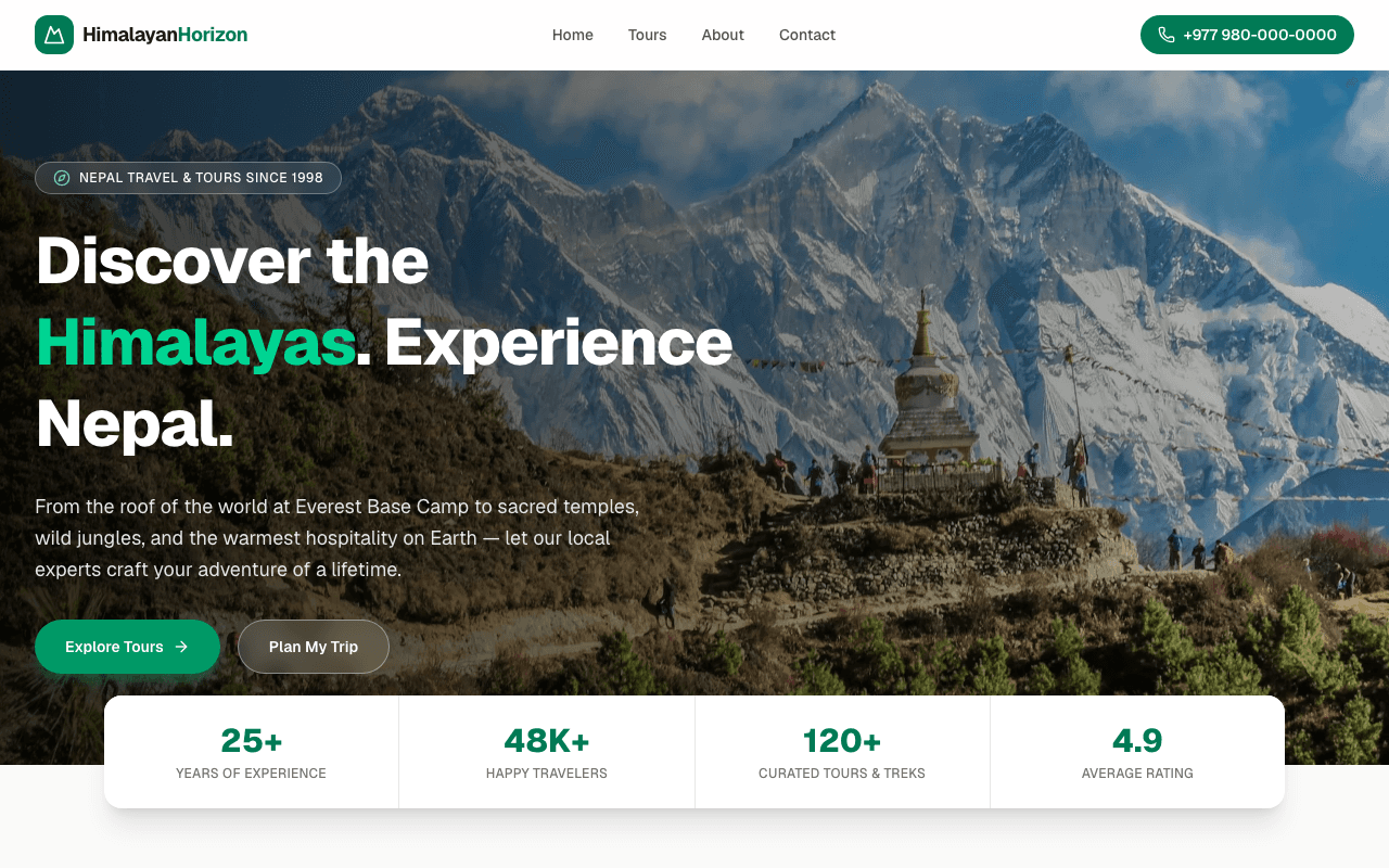 Tours & Travel website preview